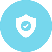 Group 6 Shield icon with checkmark on blue background.